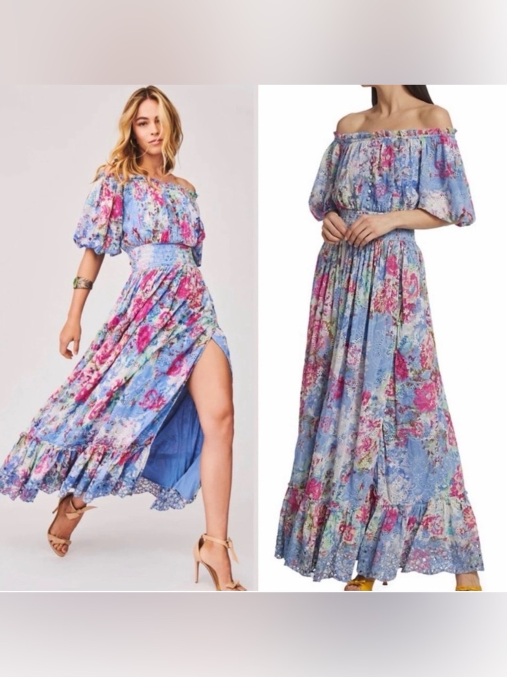 HEMANT & NANDITA Mila Floral & Eyelet Off-The-Shoulder Maxi Dress - Picture 3 of 12